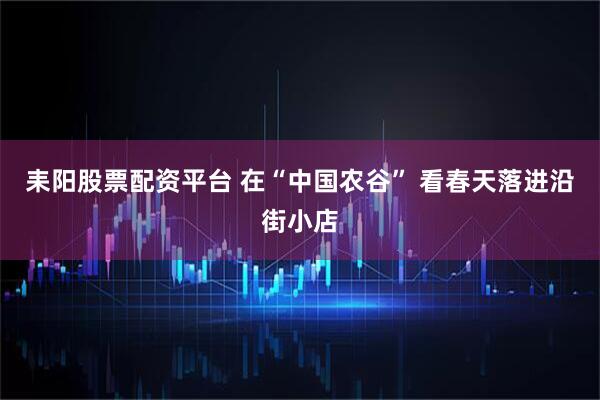 耒阳股票配资平台 在“中国农谷” 看春天落进沿街小店